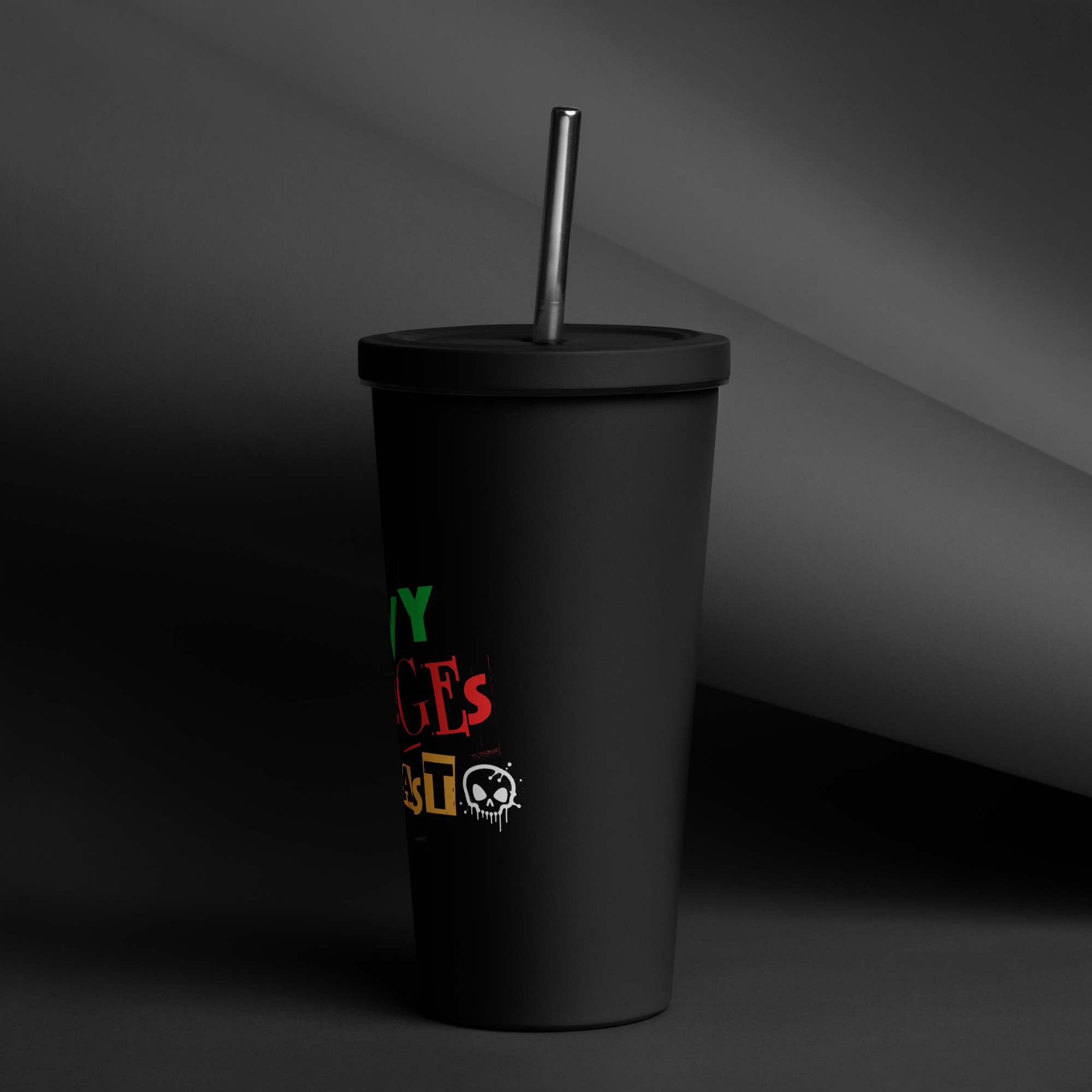 Savage tumbler with a straw