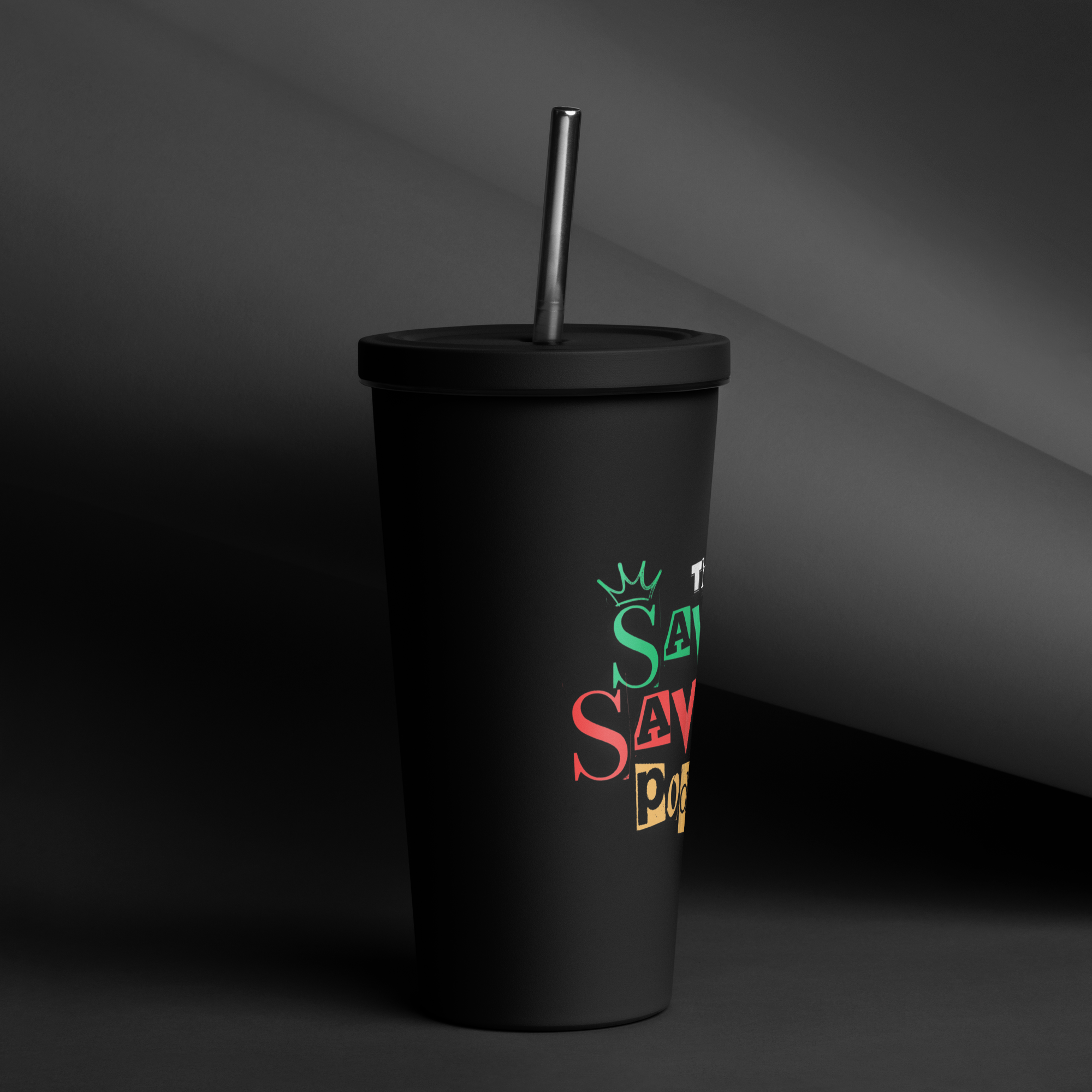 Savage tumbler with a straw